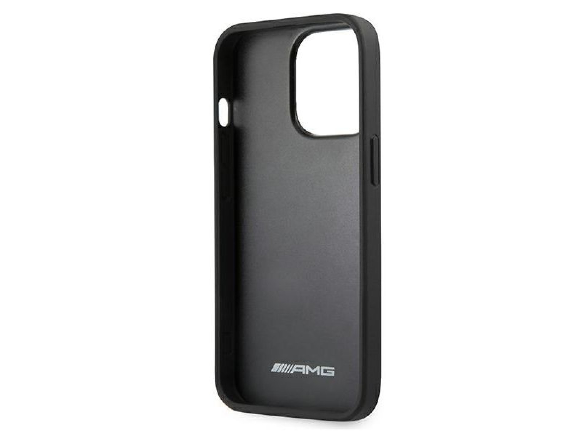 Capa AMG em couro com linhas em relevo para iPhone 13 Pro / iPhone 13 - preta