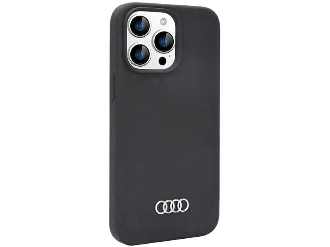 Funda de silicona Audi para iPhone 14 Pro de 6,1" negra/funda rígida negra AU-LSRIP14P-Q3/D1-BK