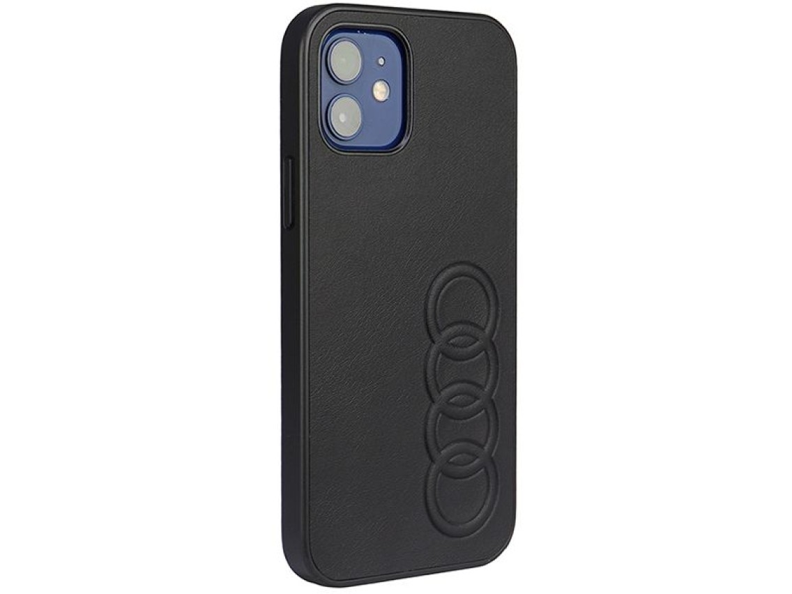 Capa rígida Audi em couro sintético para iPhone 12/12 Pro 6.1" preta/preta AU-TPUPCIP12P-TT/D1-BK
