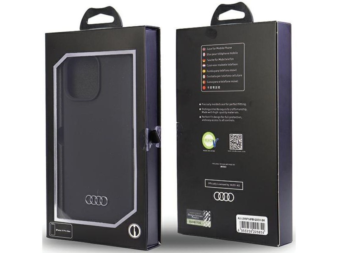 Audi Silicone Case iPhone 14 Pro Max 6.7" black/black hardcase AU-LSRIP14PM-Q3/D1-BK