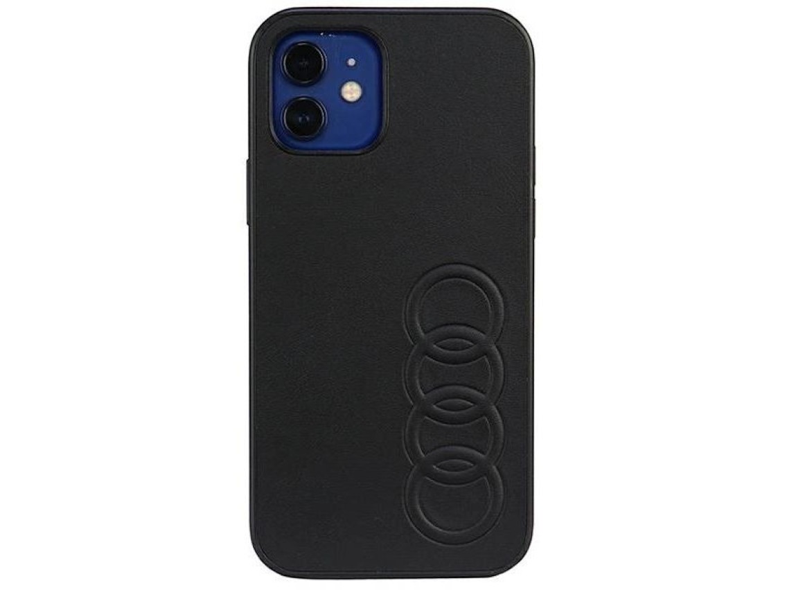 Capa rígida Audi em couro sintético para iPhone 12/12 Pro 6.1" preta/preta AU-TPUPCIP12P-TT/D1-BK