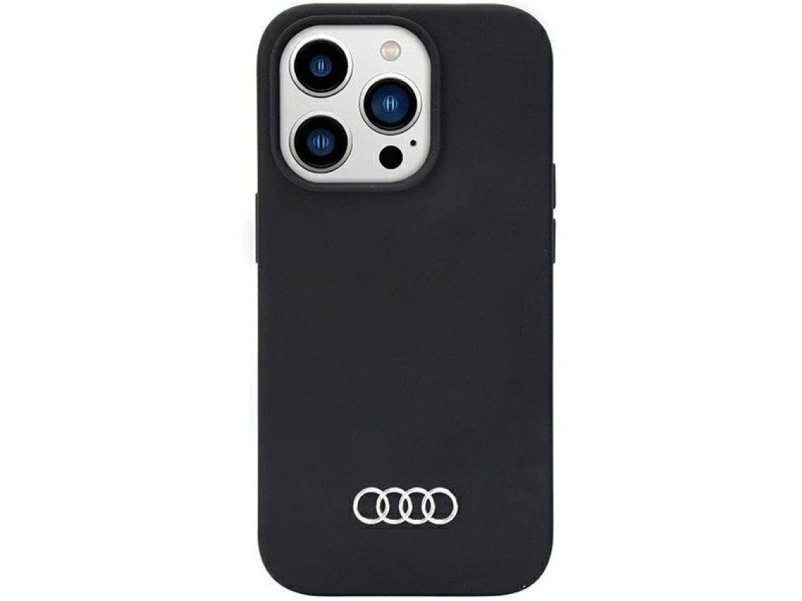Funda de silicona Audi para iPhone 14 Pro de 6,1" negra/funda rígida negra AU-LSRIP14P-Q3/D1-BK
