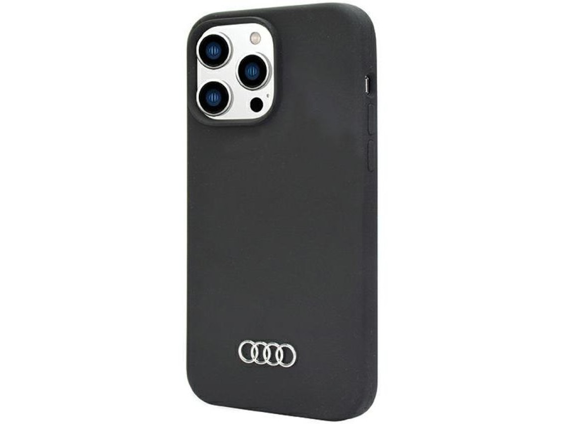 Funda de silicona Audi para iPhone 14 Pro de 6,1" negra/funda rígida negra AU-LSRIP14P-Q3/D1-BK