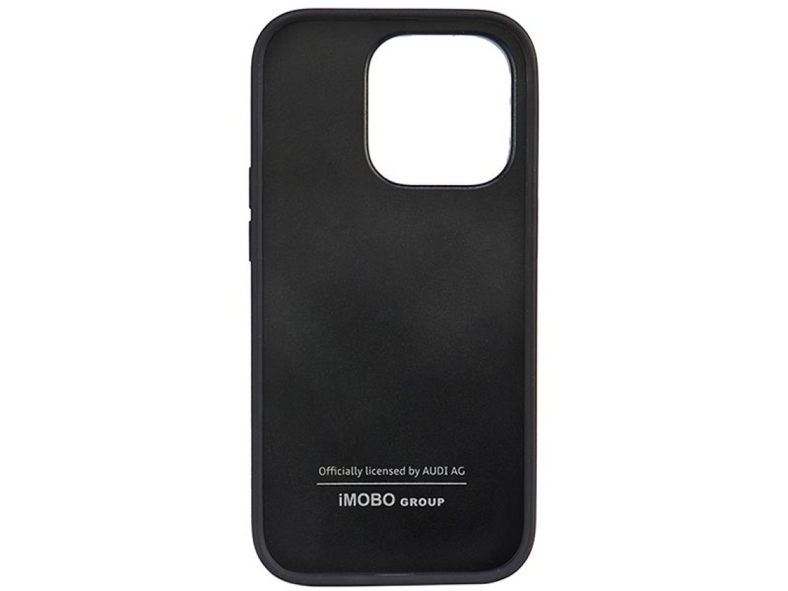 Capa rígida Audi em couro sintético para iPhone 14 Pro 6.1" preta/preta AU-TPUPPCIP14P-TT/D1-BK