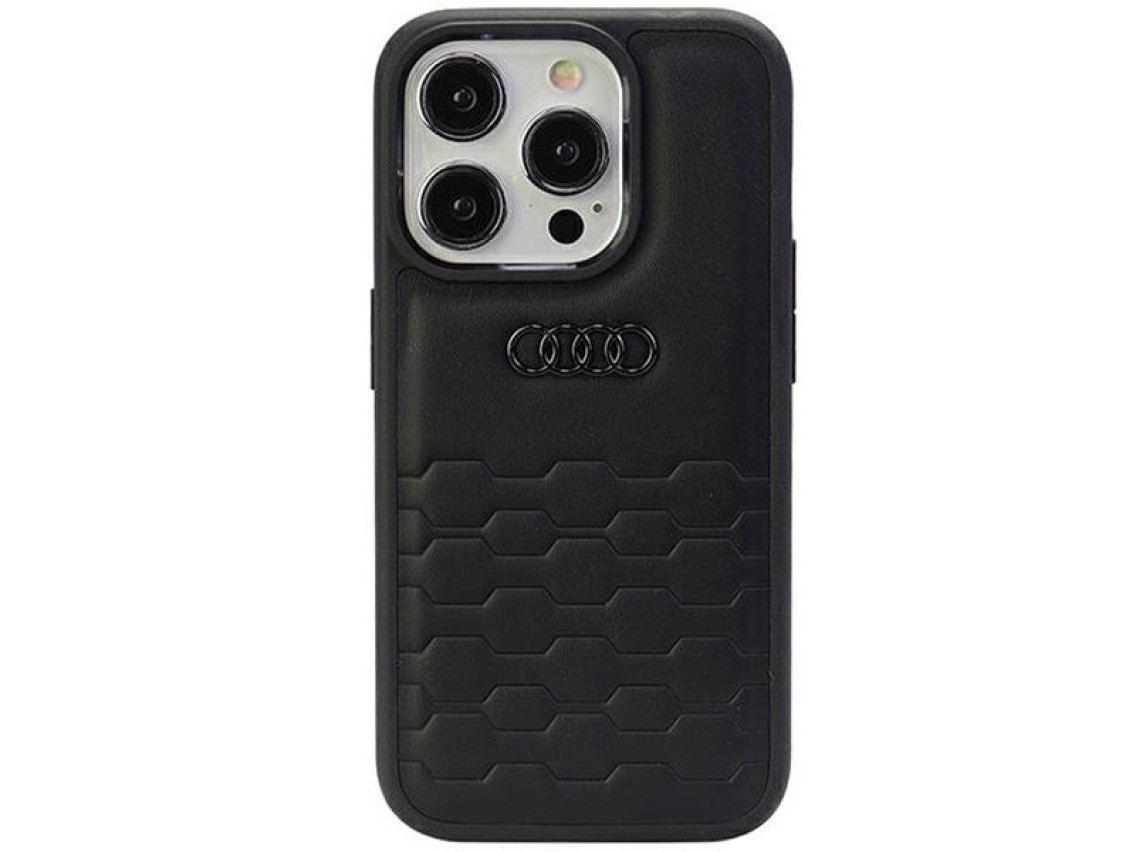 Funda Audi GT de piel sintética para iPhone 15 Pro - negra