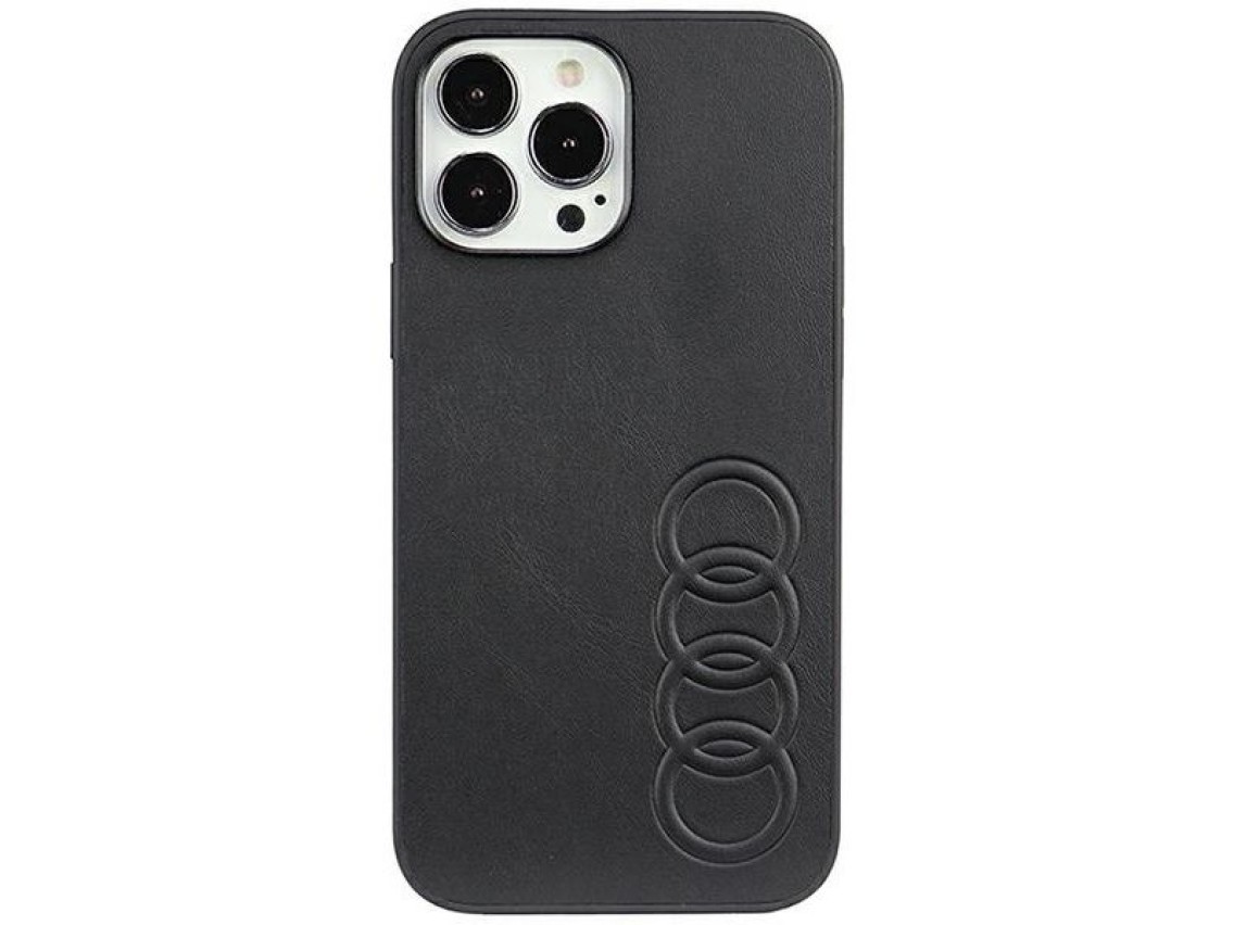 Capa r�gida Audi em couro sint�tico para iPhone 13 Pro Max 6.7" preta/preta AU-TPUPPCIP13PM-TT/D1-BK