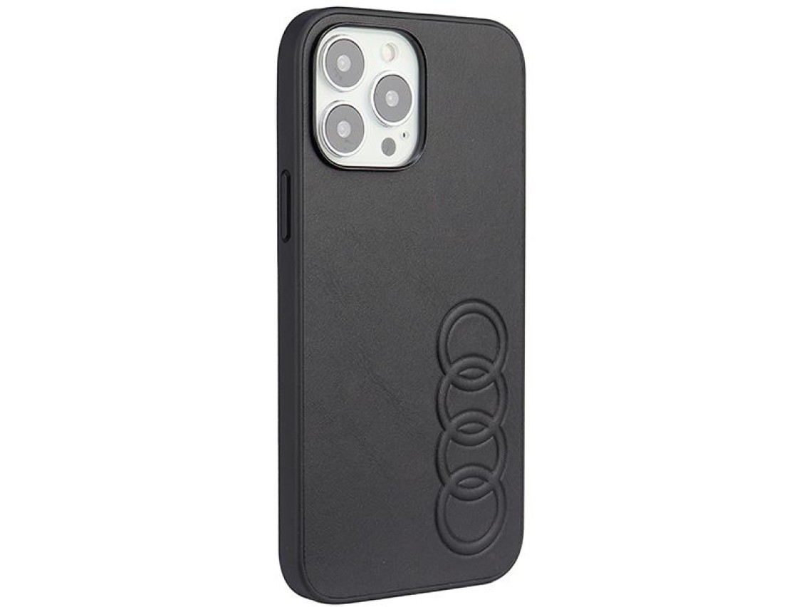 Capa r�gida Audi em couro sint�tico para iPhone 13 Pro Max 6.7" preta/preta AU-TPUPPCIP13PM-TT/D1-BK