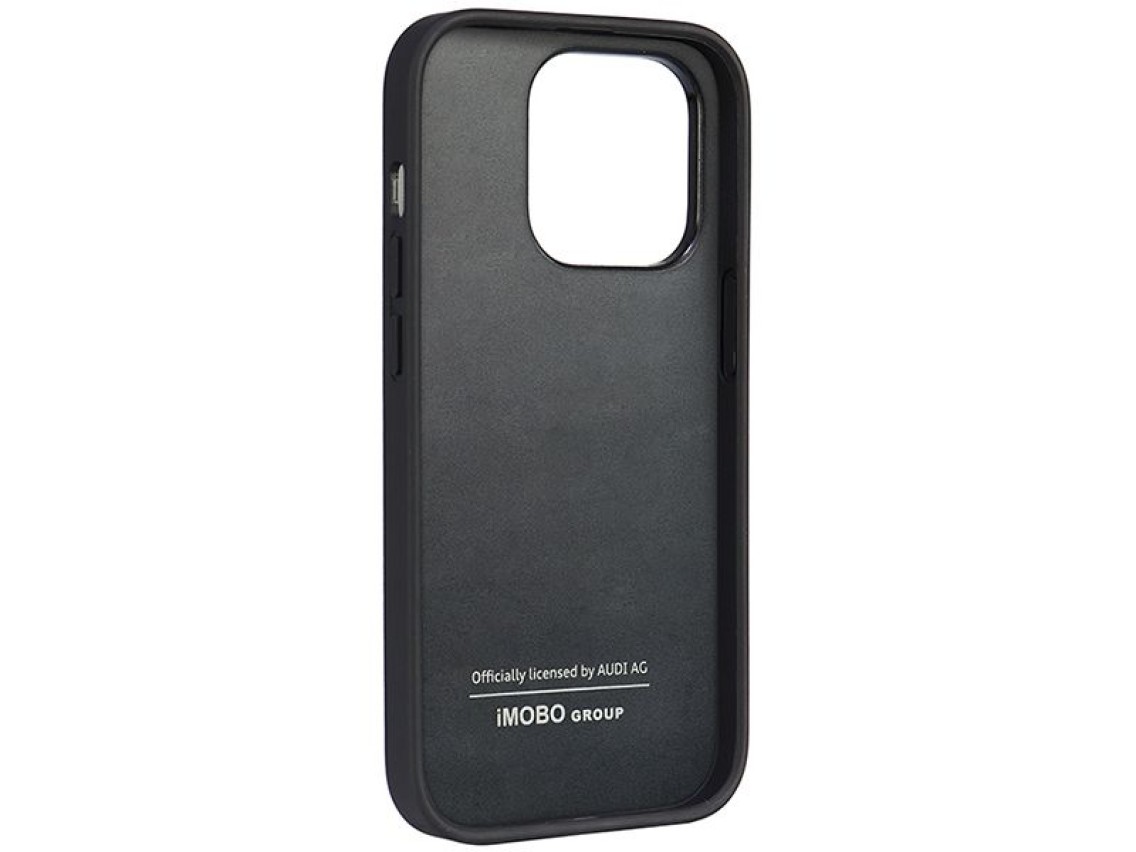 Capa rígida Audi em couro sintético para iPhone 14 Pro 6.1" preta/preta AU-TPUPPCIP14P-TT/D1-BK