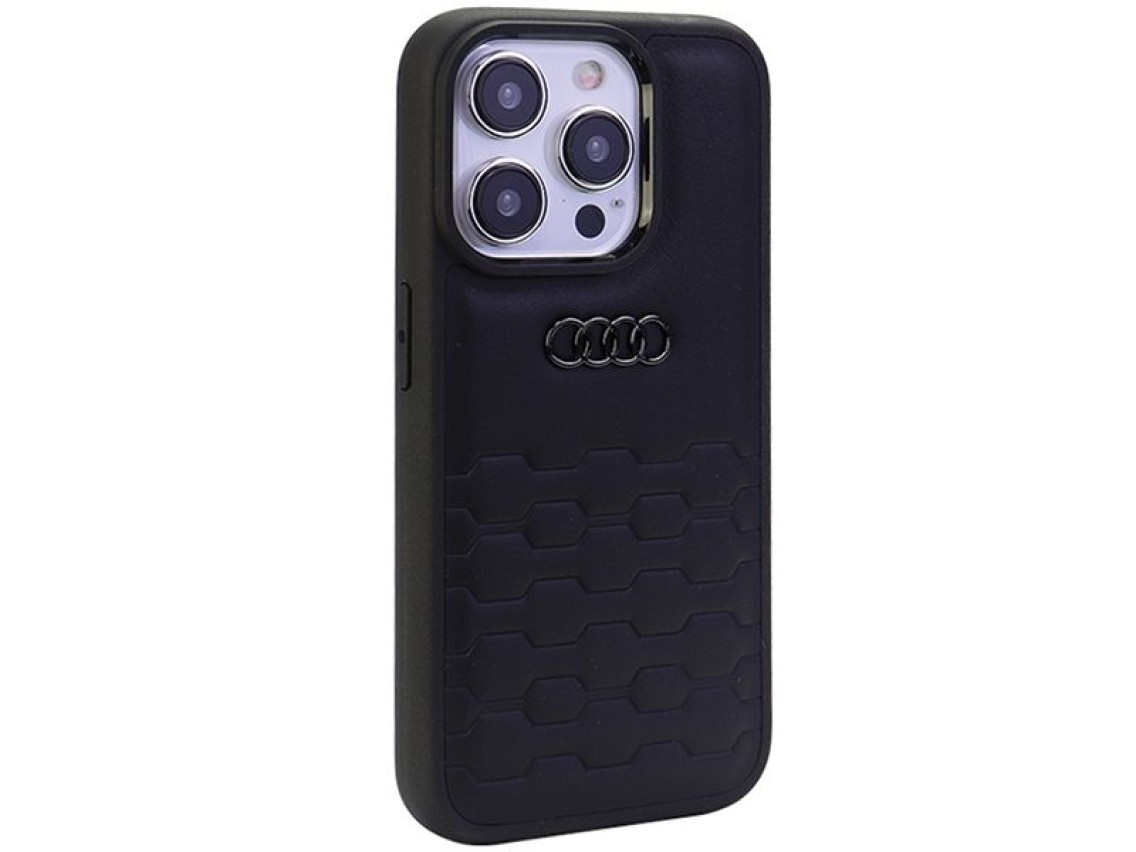 Funda Audi GT de piel sintética para iPhone 15 Pro - negra
