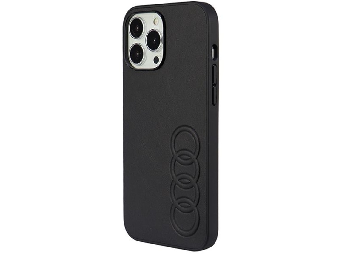 Capa r�gida Audi em couro sint�tico para iPhone 13 Pro Max 6.7" preta/preta AU-TPUPPCIP13PM-TT/D1-BK