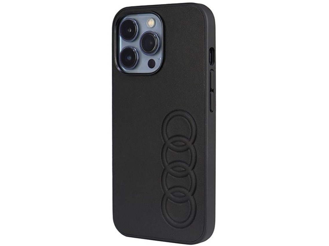 Capa rígida Audi em couro sintético para iPhone 13 Pro / 13 6.1" preta/preta AU-TPUPCIP13P-TT/D1-BK