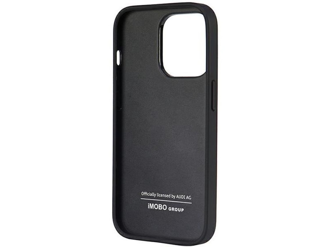 Capa rígida Audi em couro sintético para iPhone 14 Pro 6.1" preta/preta AU-TPUPPCIP14P-TT/D1-BK