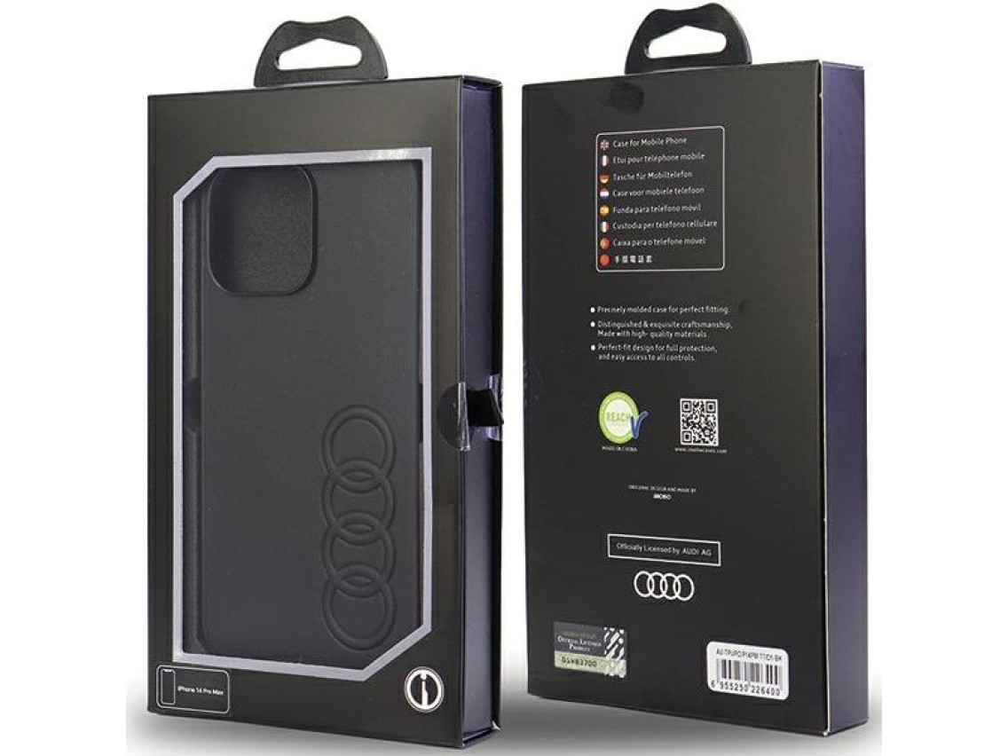 Audi Synthetic Leather iPhone 14 Pro Max 6.7" black/black hardcase AU-TPUPPCIP14PM-TT/D1-BK