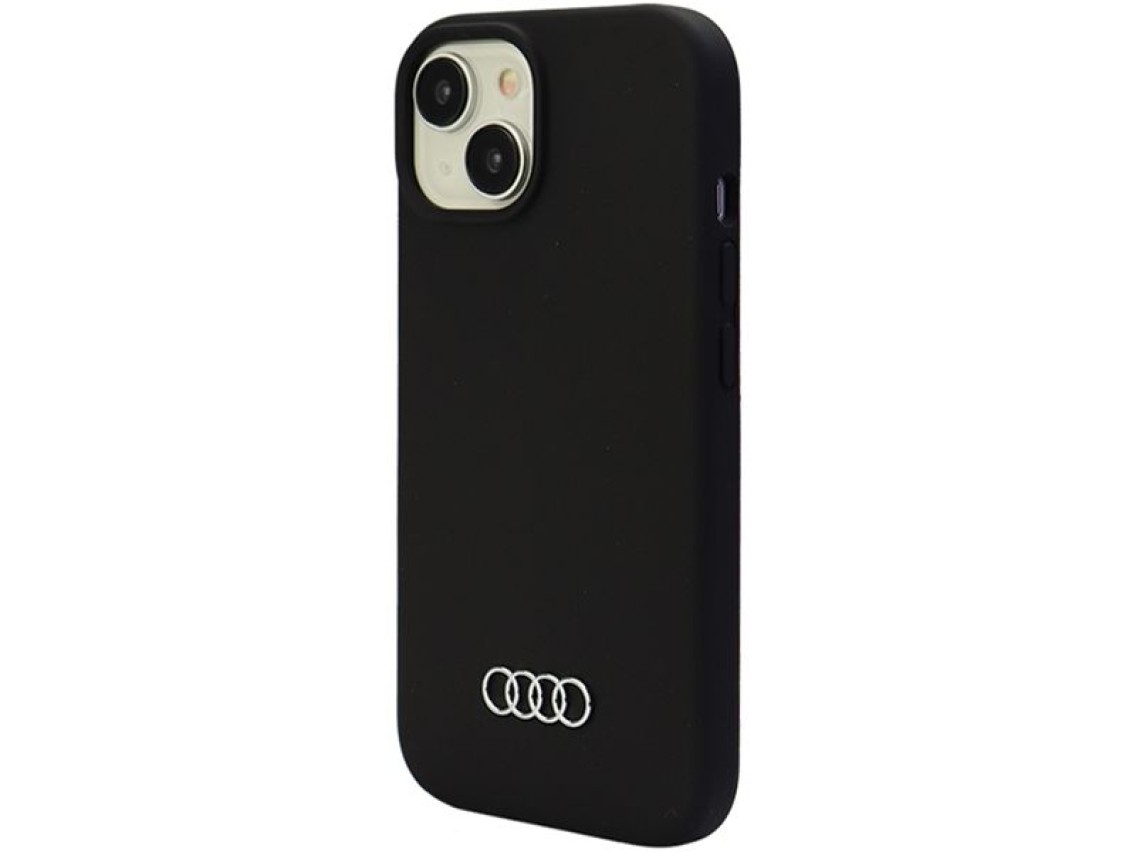 Funda de silicona Audi para iPhone 15 Plus - negra