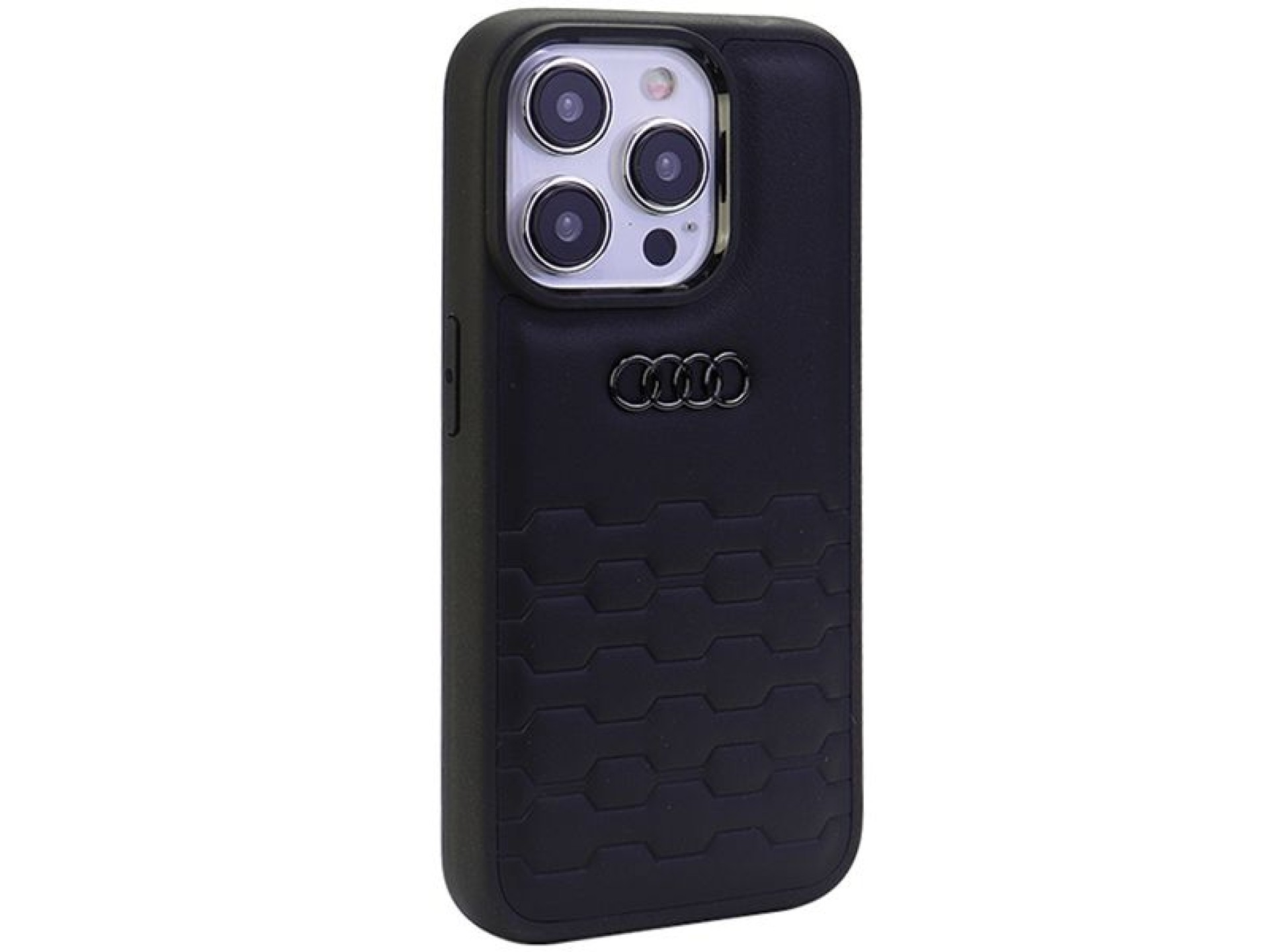 Capa em couro sintético Audi GT para iPhone 15 Pro Max - preta