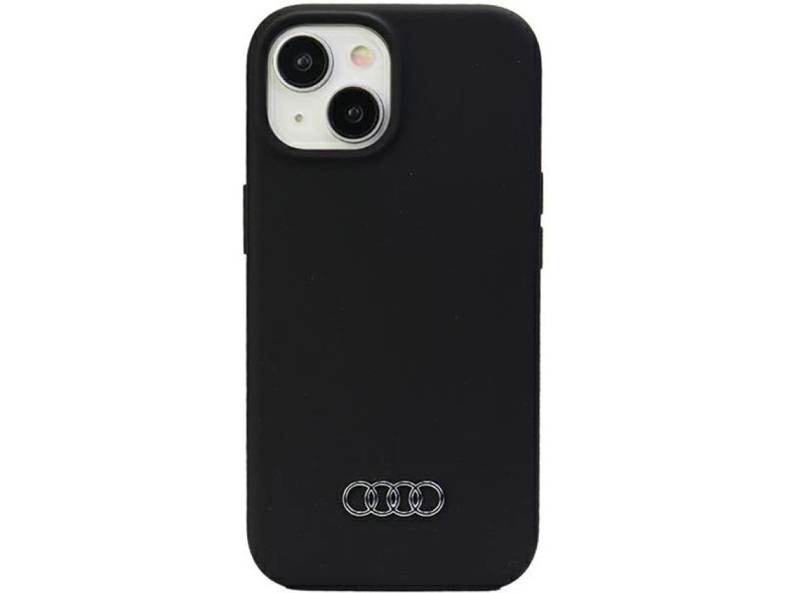 Funda de silicona Audi para iPhone 15 Plus - negra