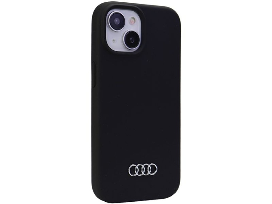 Funda de silicona Audi para iPhone 15 Plus - negra