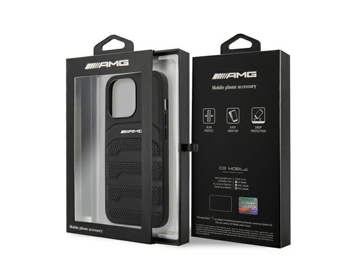 AMG Leather Debossed Lines case for iPhone 13 Pro / iPhone 13 - black