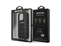 Capa AMG em couro com linhas em relevo para iPhone 13 Pro / iPhone 13 - preta Capa AMG em couro com linhas em relevo para iPhone 13 Pro / iPhone 13 - preta