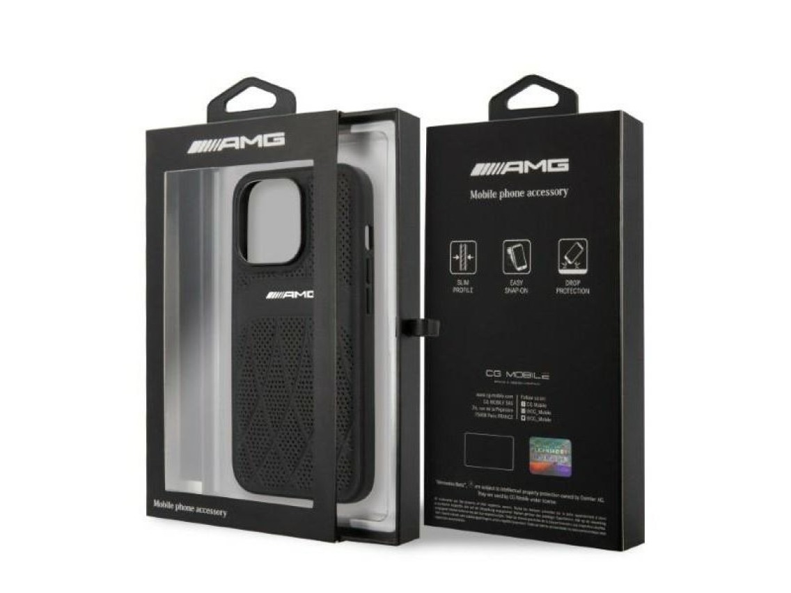 Funda rígida AMG AMHCP13LOSDBK para iPhone 13 Pro / 13 de 6,1" en color negro/negro, con líneas curv