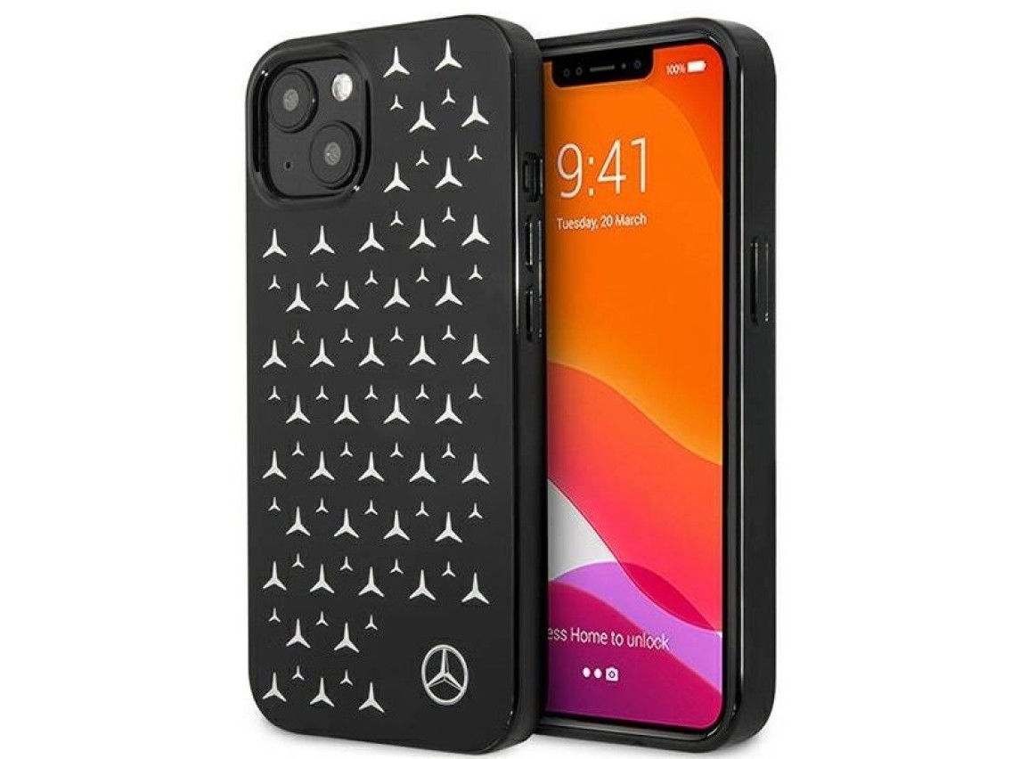 Mercedes Silver Stars Pattern Case for iPhone 13 mini - Black