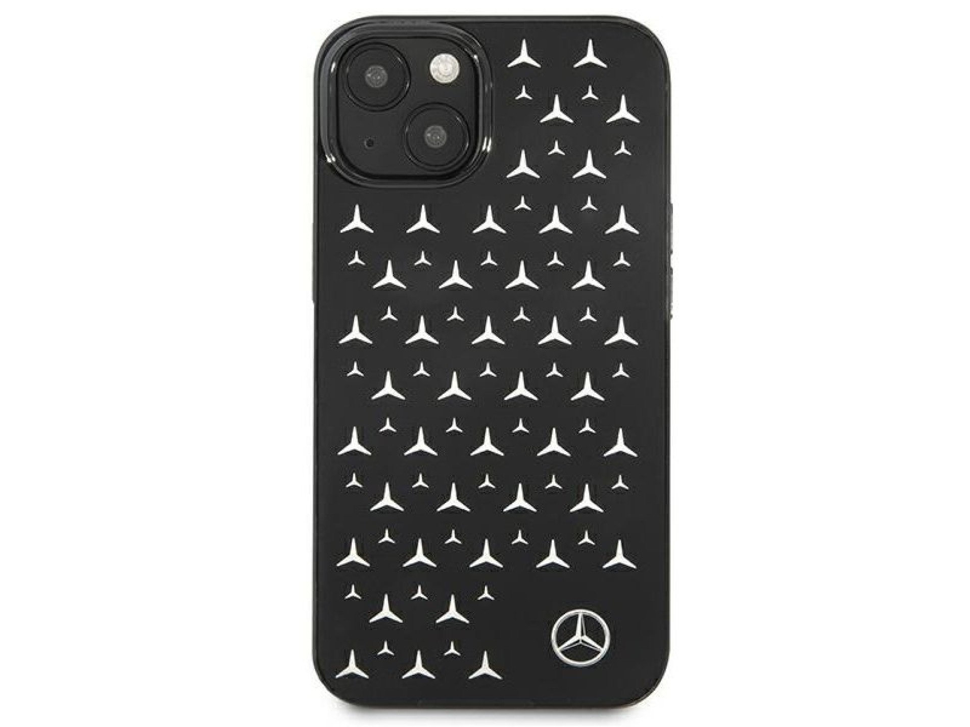 Capa Mercedes com estampa de estrelas prateadas para iPhone 13 mini - Preta