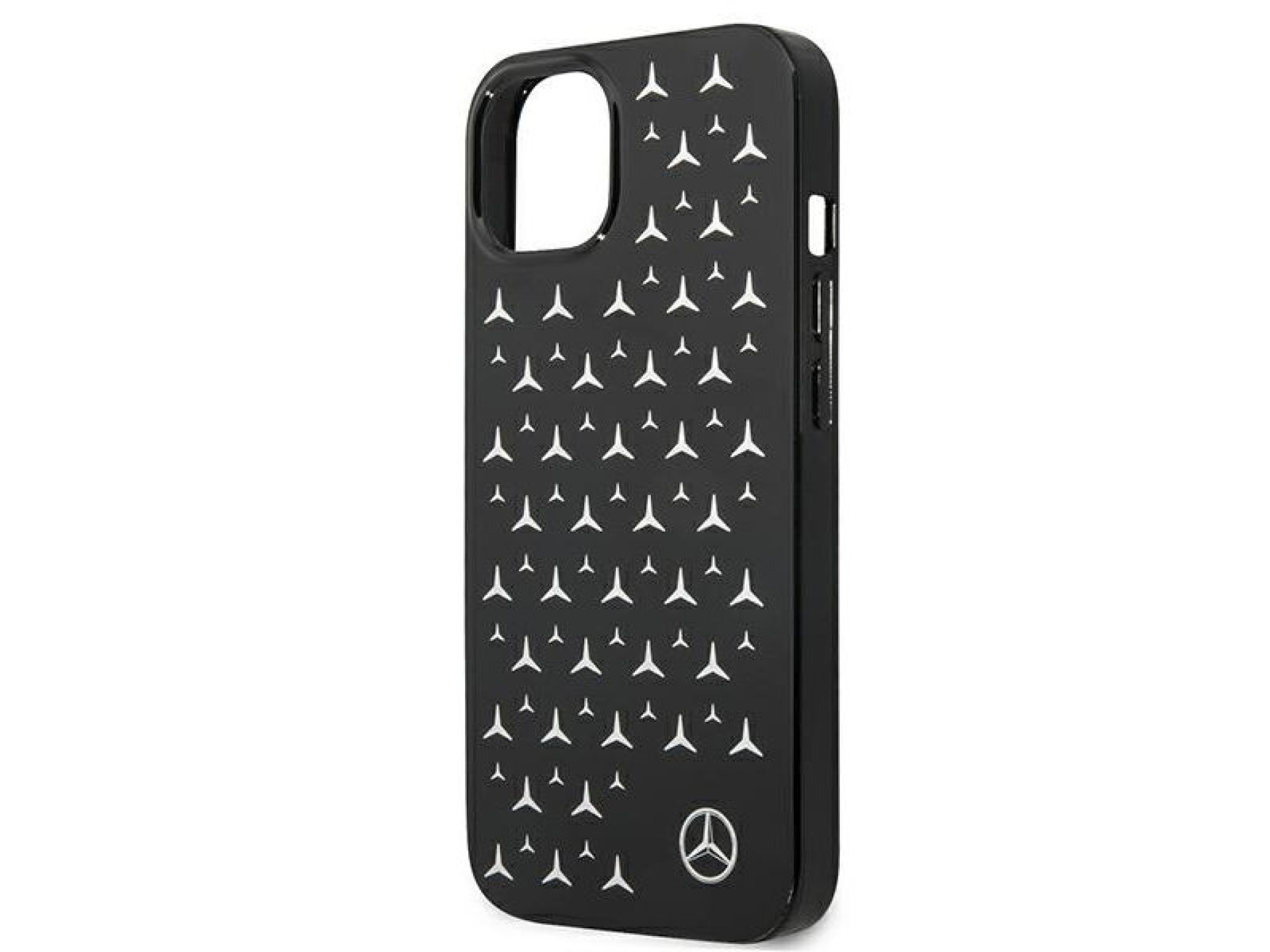 Capa Mercedes com estampa de estrelas prateadas para iPhone 13 mini - Preta