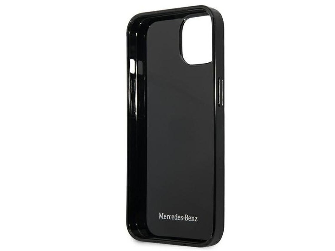 Capa Mercedes com estampa de estrelas prateadas para iPhone 13 mini - Preta