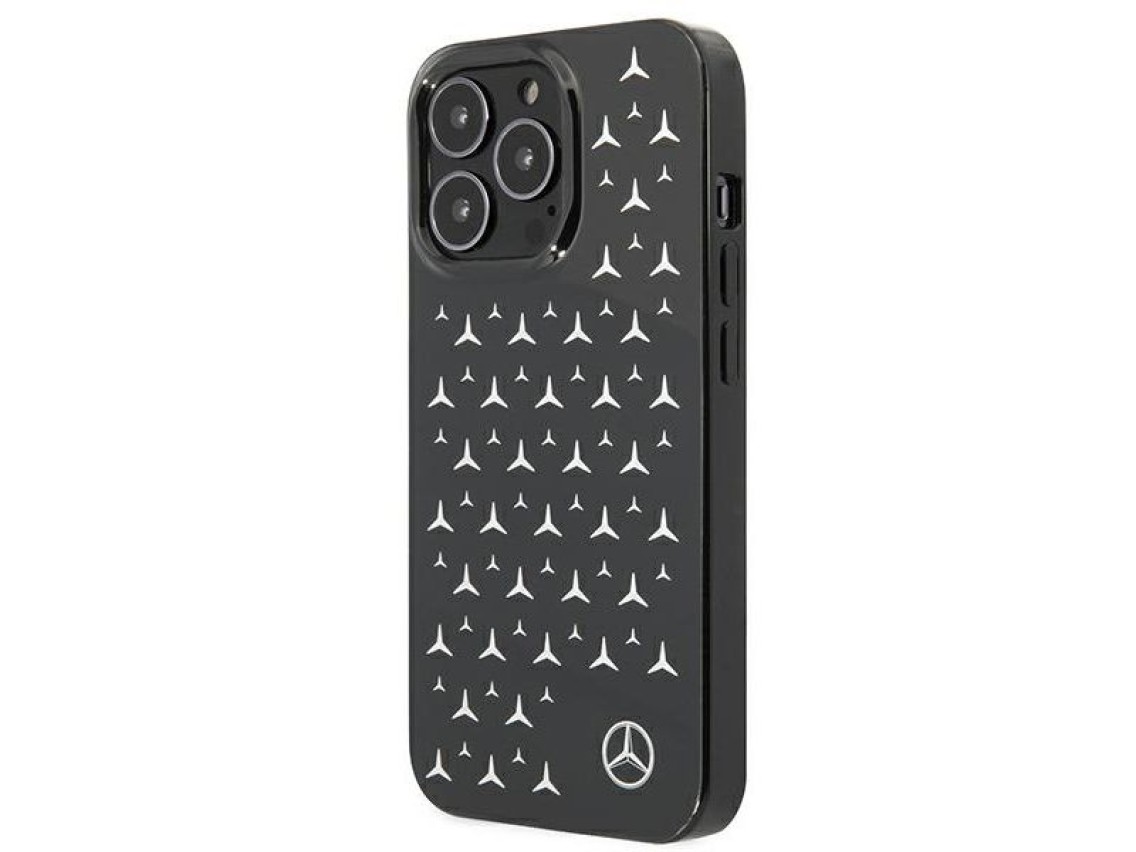 Mercedes Silver Stars Pattern Case for iPhone 13 Pro / iPhone 13 - Black