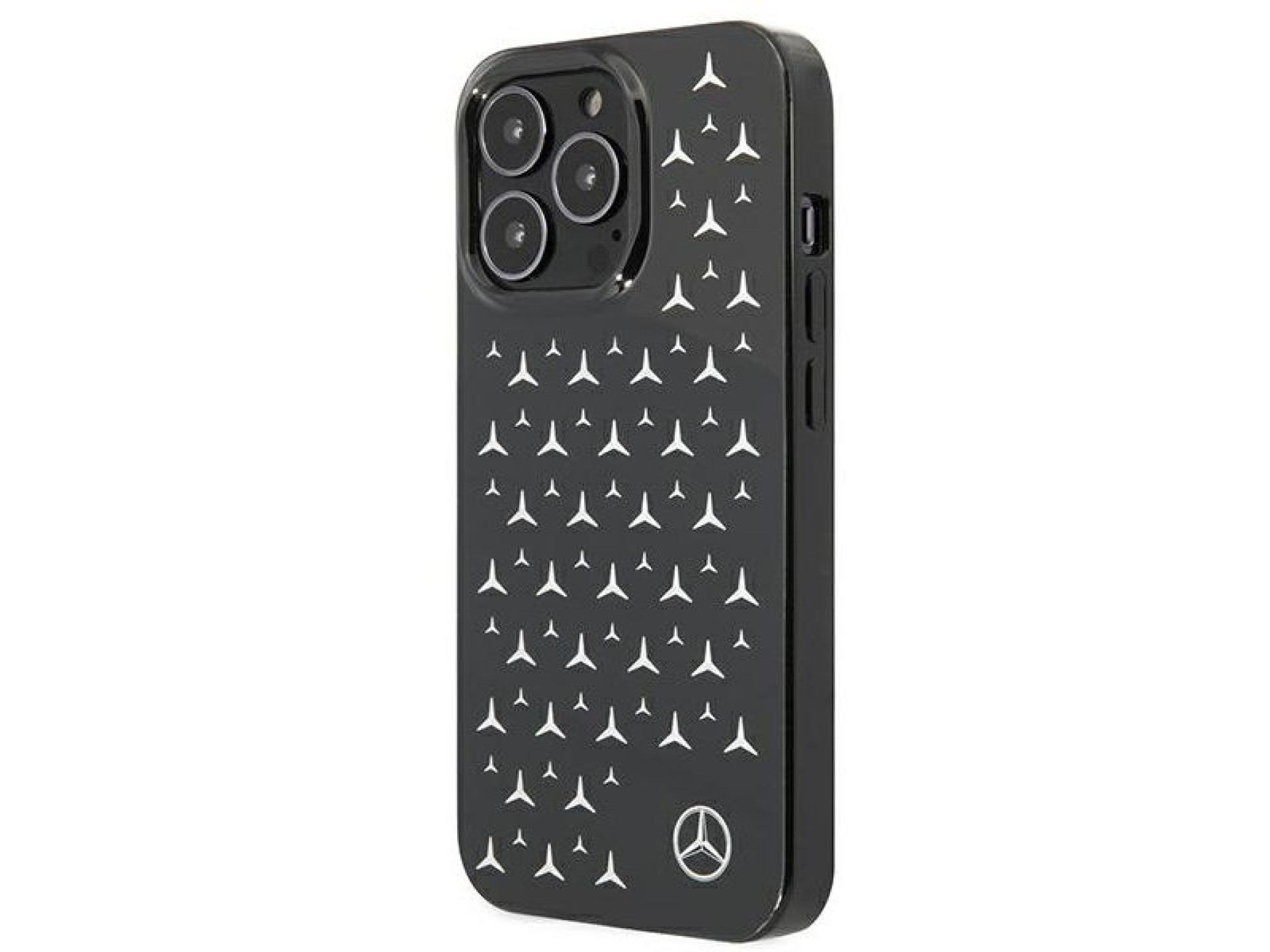 Funda Mercedes con estampado de estrellas plateadas para iPhone 13 Pro / iPhone 13 - Negra