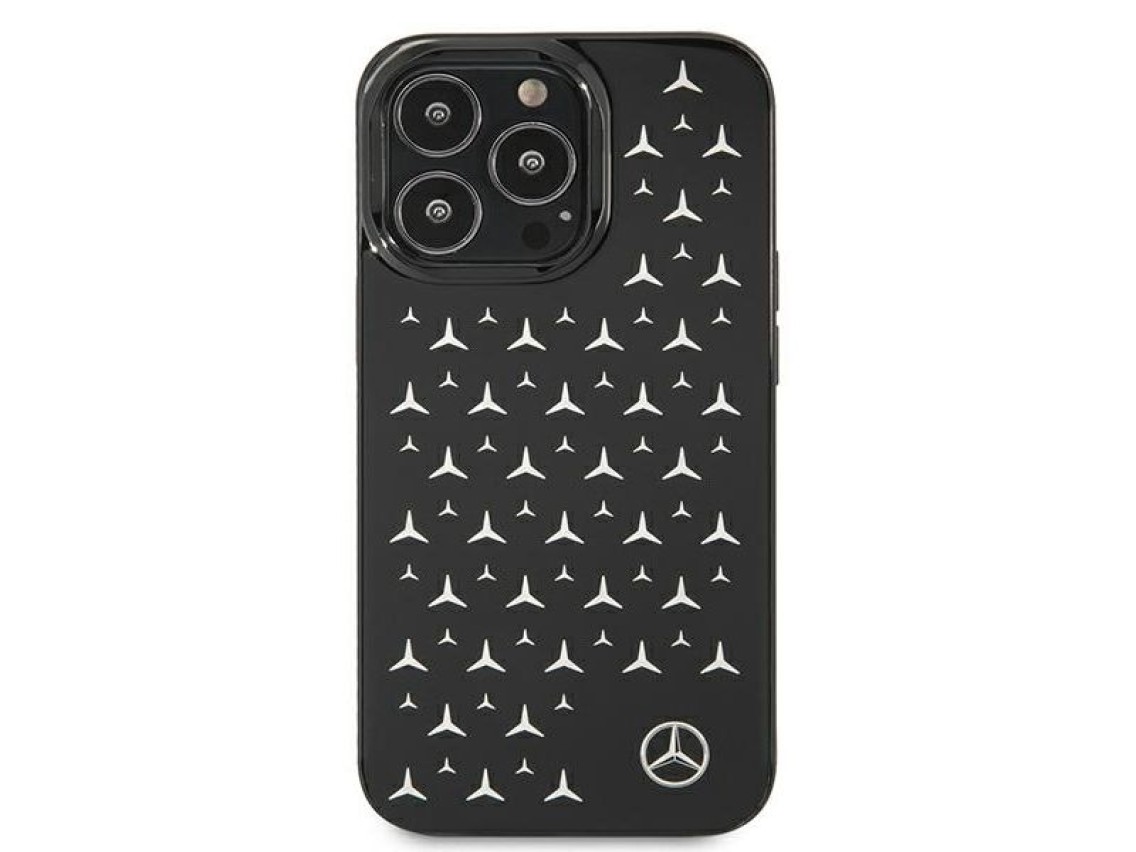 Mercedes Silver Stars Pattern Case for iPhone 13 Pro / iPhone 13 - Black