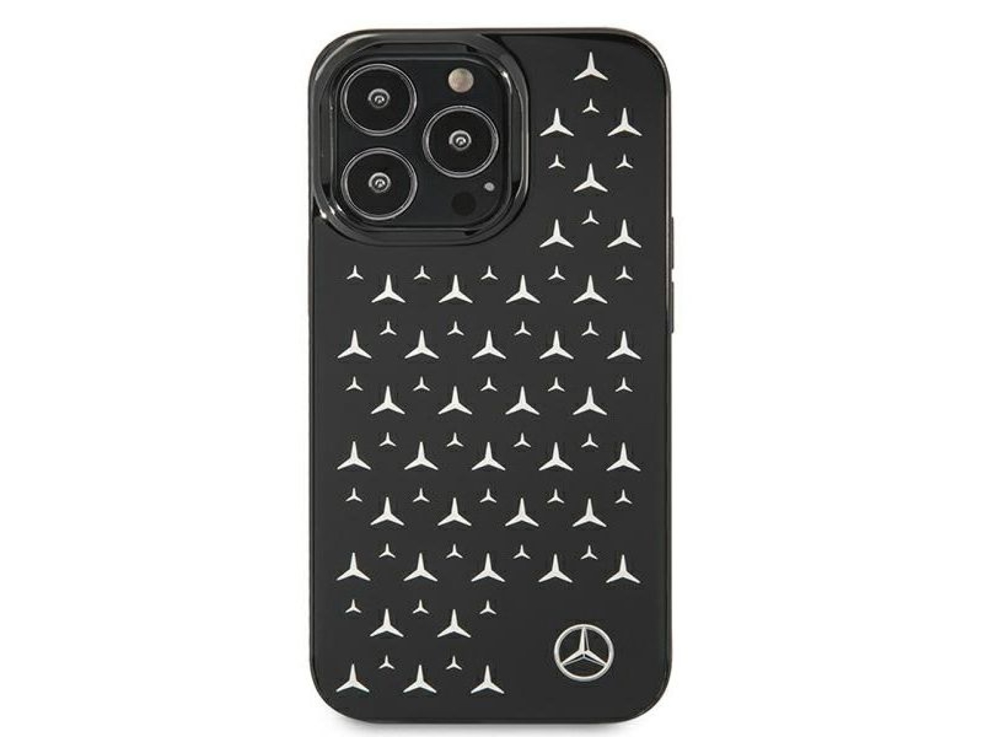 Funda Mercedes con estampado de estrellas plateadas para iPhone 13 Pro / iPhone 13 - Negra