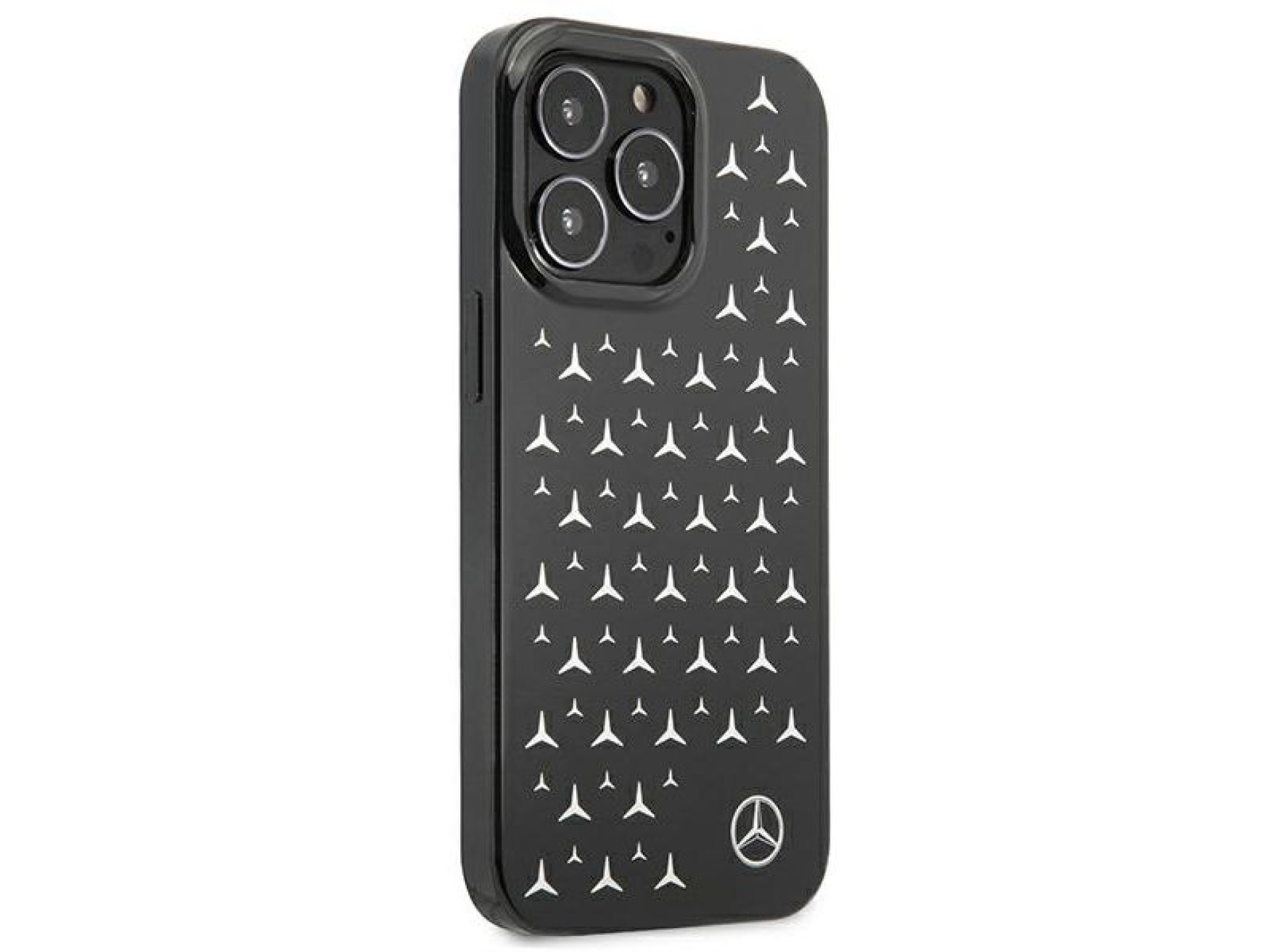 Funda Mercedes con estampado de estrellas plateadas para iPhone 13 Pro / iPhone 13 - Negra
