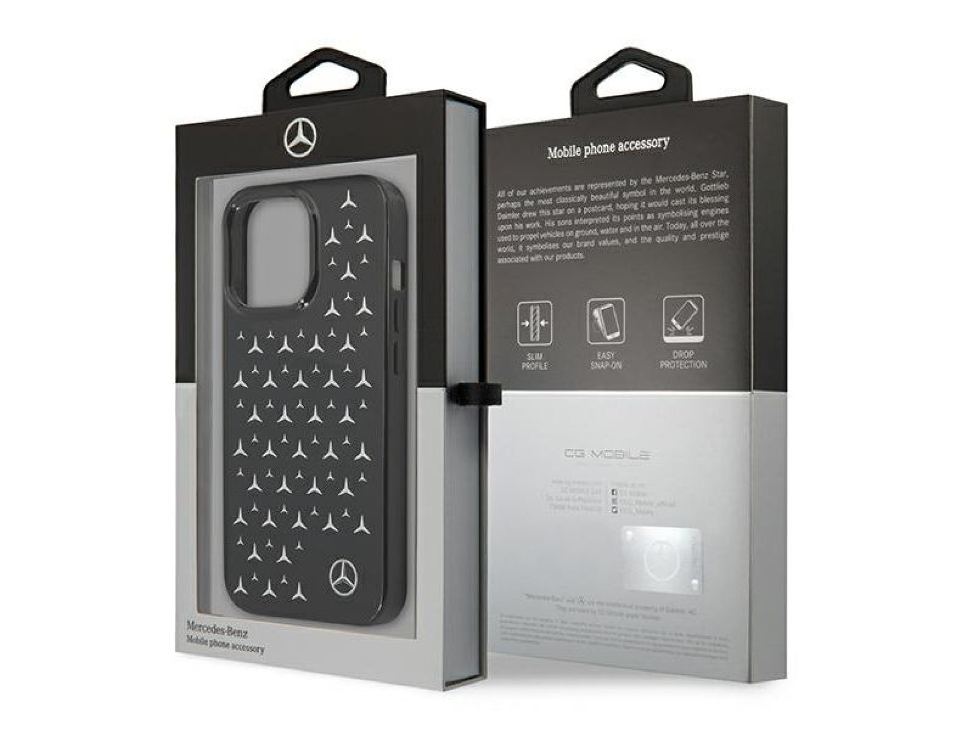 Mercedes Silver Stars Pattern Case for iPhone 13 Pro / iPhone 13 - Black