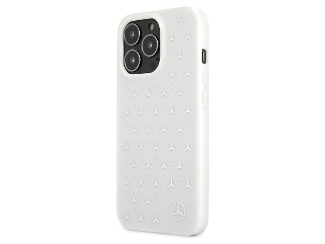 Funda Mercedes con estampado de estrellas plateadas para iPhone 13 Pro Max - Blanca
