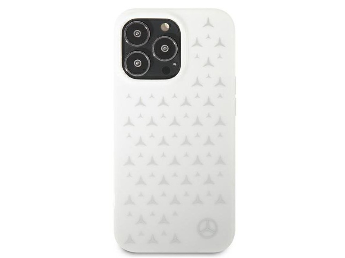 Funda Mercedes con estampado de estrellas plateadas para iPhone 13 Pro Max - Blanca