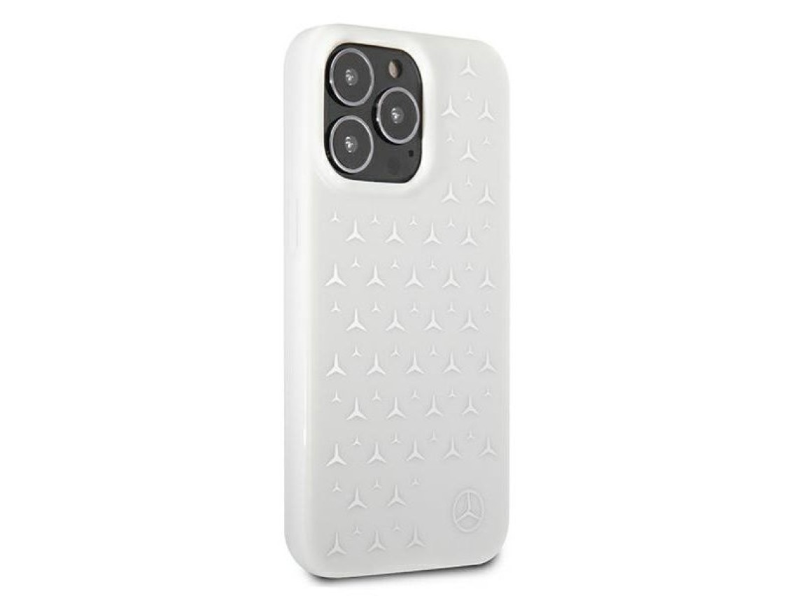 Funda Mercedes con estampado de estrellas plateadas para iPhone 13 Pro Max - Blanca