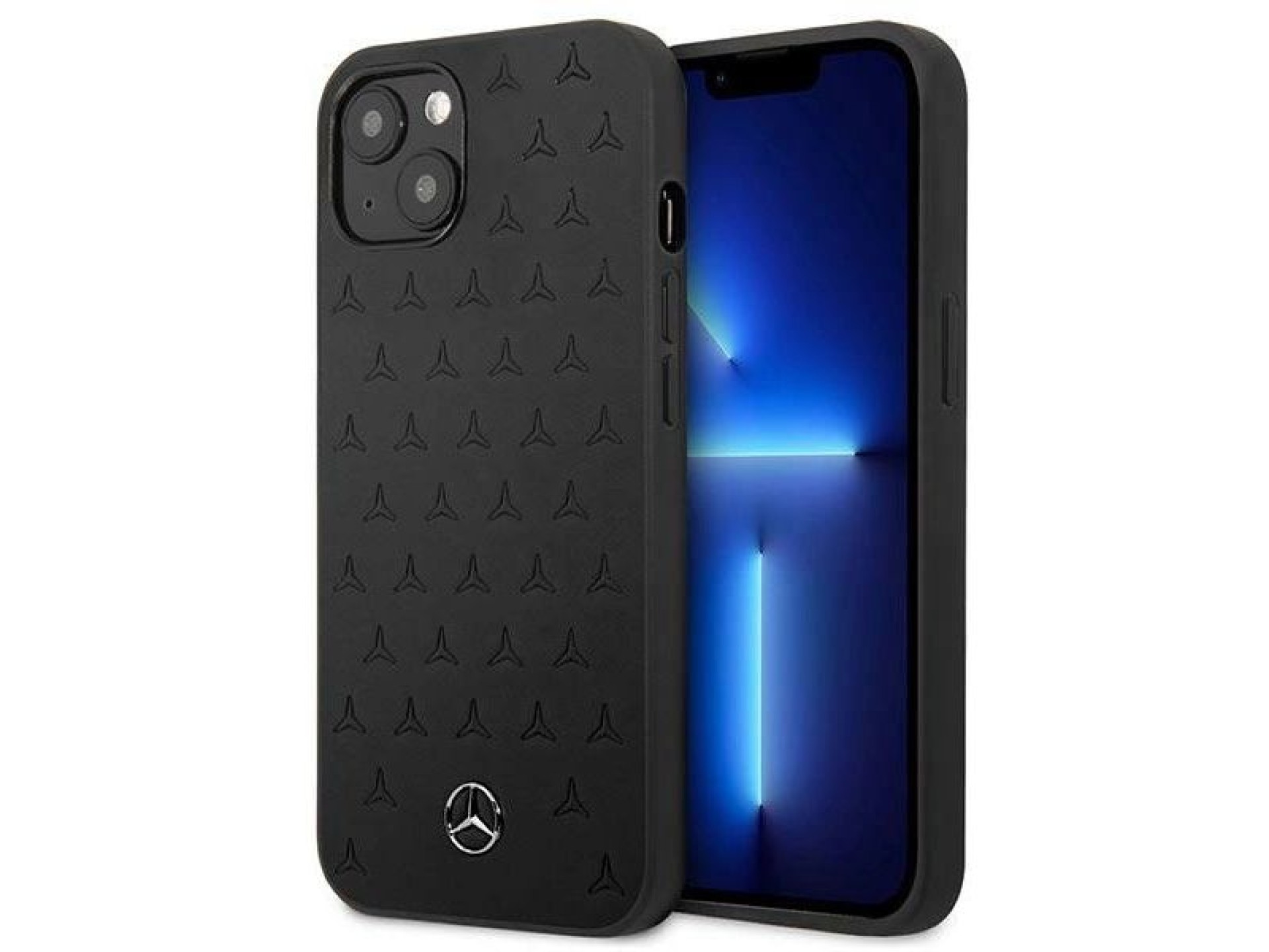 Funda de piel Mercedes con estampado de estrellas para iPhone 13 mini - Negra