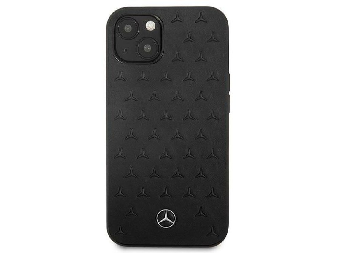 Funda de piel Mercedes con estampado de estrellas para iPhone 13 mini - Negra