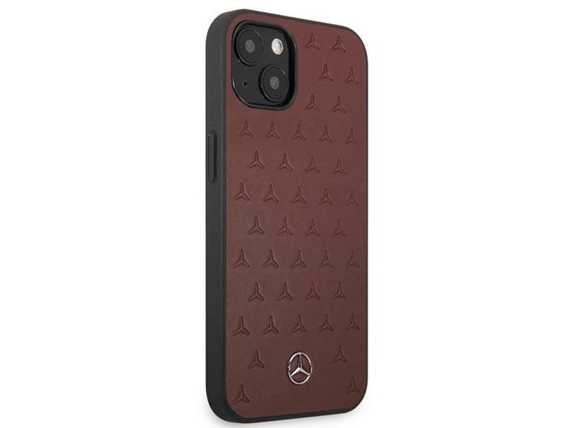 Mercedes Leather Stars Pattern Case for iPhone 13 mini - Red