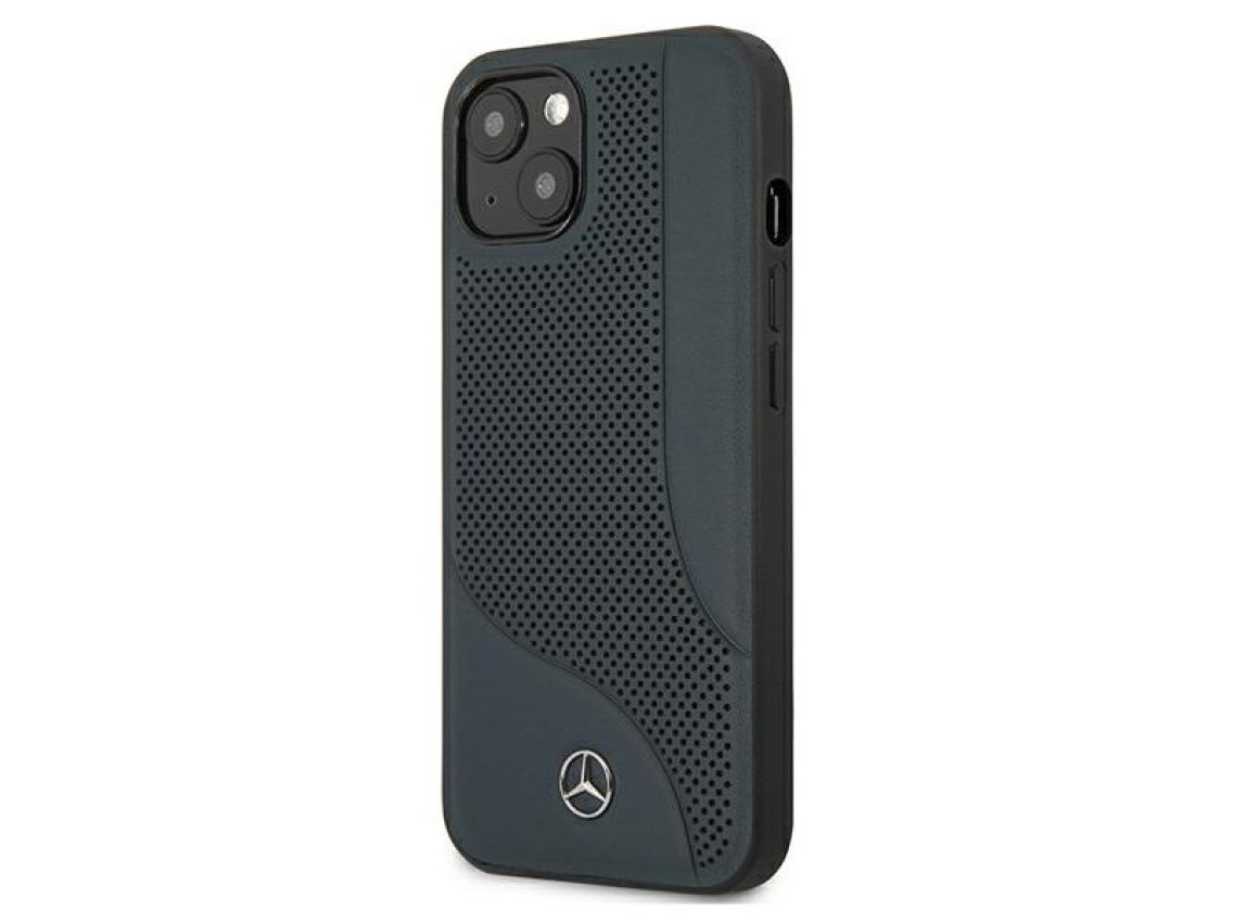 Mercedes Leather Perforated Area Case for iPhone 13 mini - Navy Blue