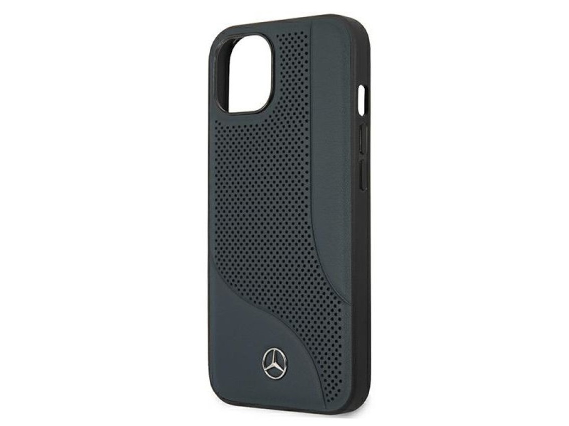 Mercedes Leather Perforated Area Case for iPhone 13 mini - Navy Blue
