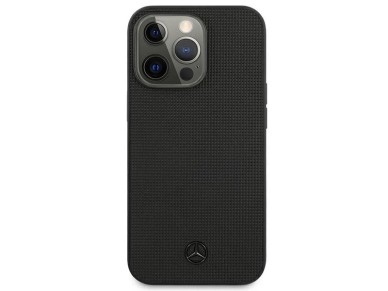 Mercedes Leather Meshed Metal Logo Case for iPhone 13 Pro / iPhone 13 - Black Mercedes Leather Meshed Metal Logo Case for iPhone 13 Pro / iPhone 13 - Black
