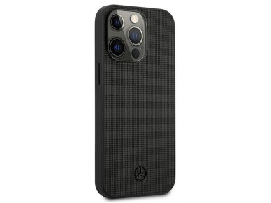 Mercedes Leather Meshed Metal Logo Case for iPhone 13 Pro / iPhone 13 - Black Mercedes Leather Meshed Metal Logo Case for iPhone 13 Pro / iPhone 13 - Black