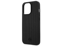 Capa Mercedes em couro com detalhes em metal e logo para iPhone 13 Pro / iPhone 13 - Preta Capa Mercedes em couro com detalhes em metal e logo para iPhone 13 Pro / iPhone 13 - Preta