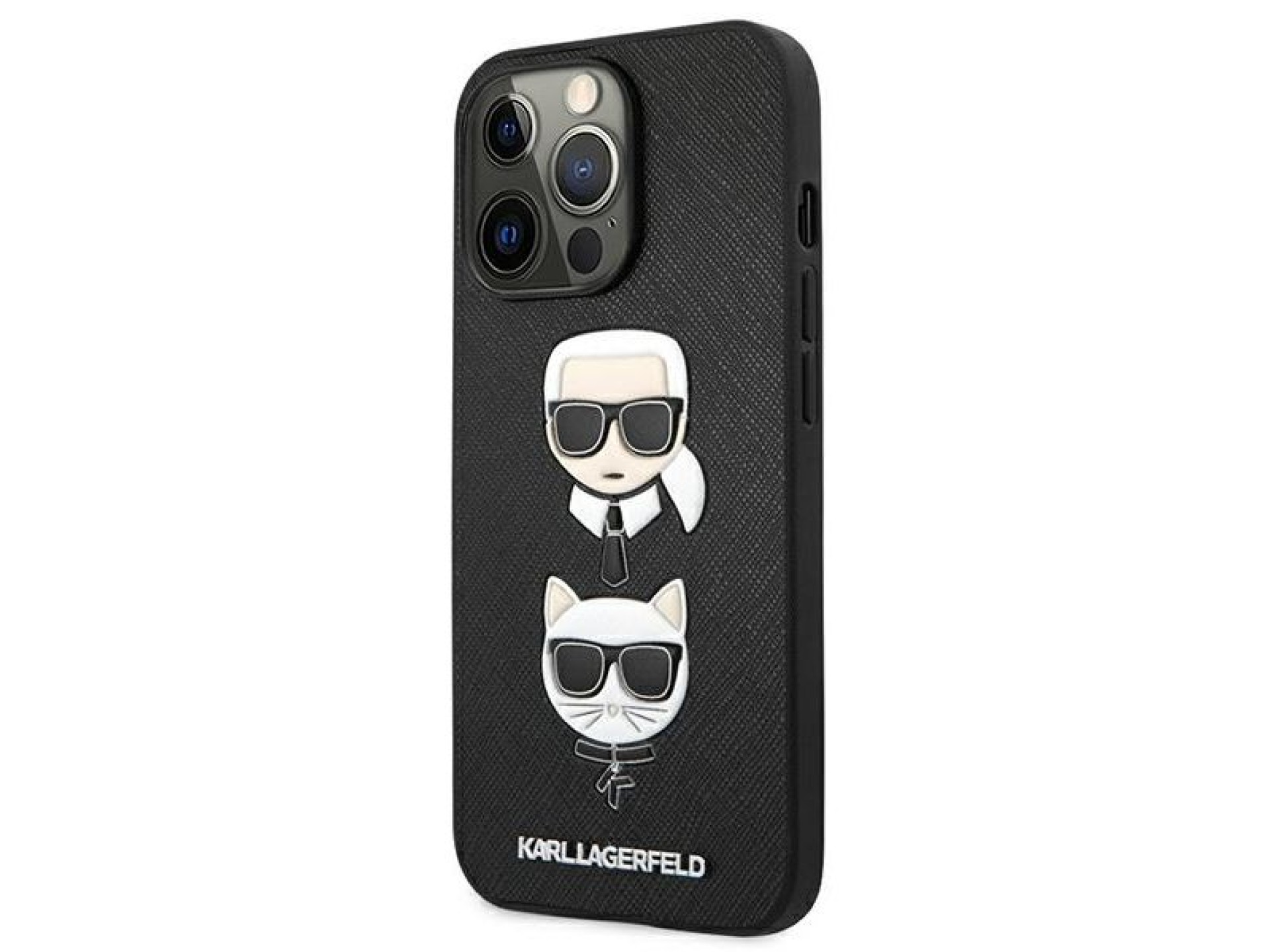 Capa Karl Lagerfeld Saffiano Karl&Choupette para iPhone 13 Pro / 13 - Preta