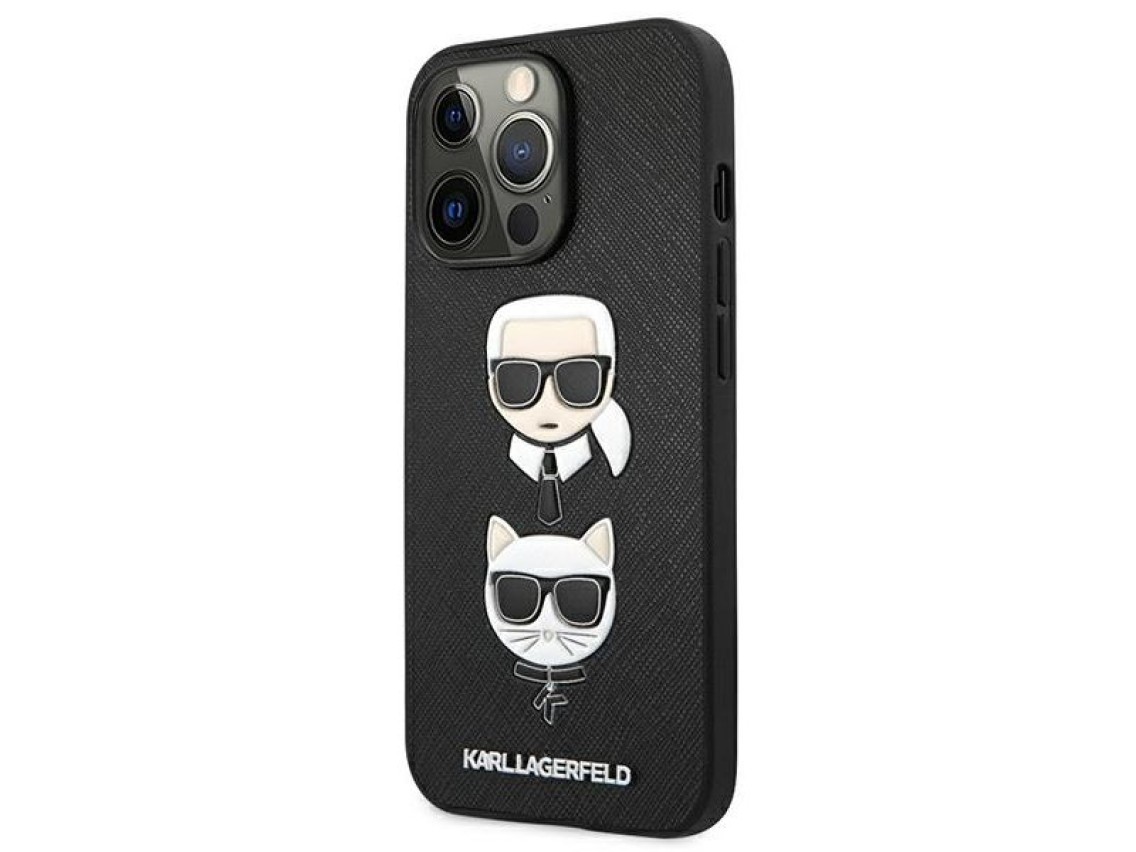 Capa Karl Lagerfeld Saffiano Karl&Choupette para iPhone 13 Pro / 13 - Preta