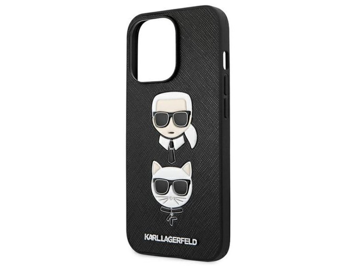 Capa Karl Lagerfeld Saffiano Karl&Choupette para iPhone 13 Pro / 13 - Preta