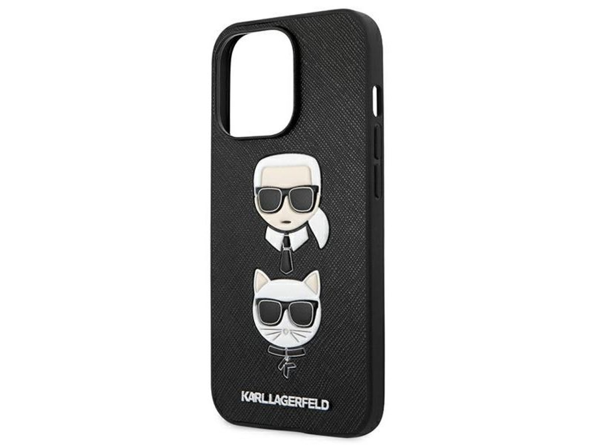 Capa Karl Lagerfeld Saffiano Karl&Choupette para iPhone 13 Pro / 13 - Preta