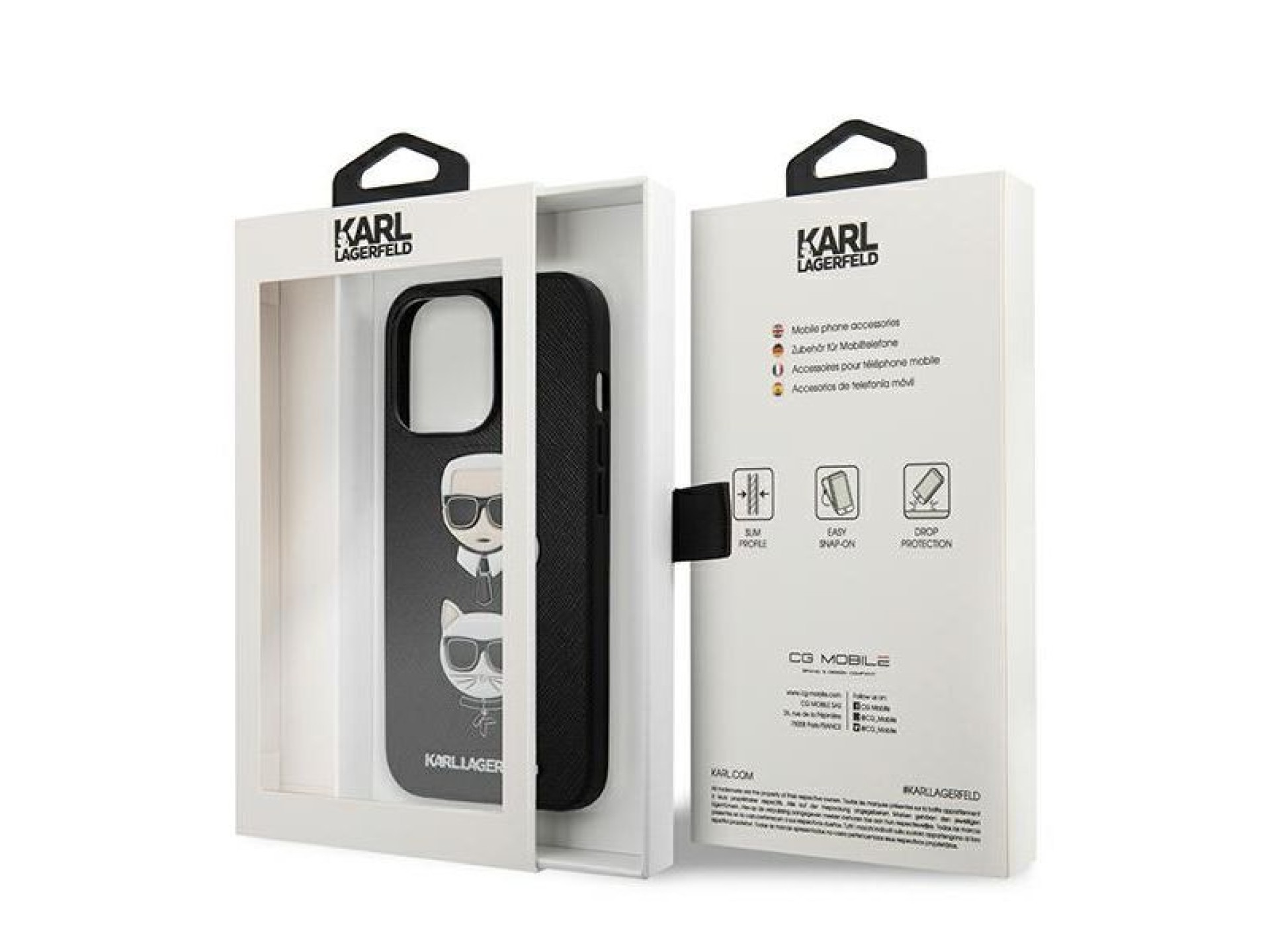 Capa Karl Lagerfeld Saffiano Karl&Choupette para iPhone 13 Pro / 13 - Preta
